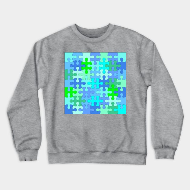 The Blue Jigsaw Crewneck Sweatshirt by Mey Designs